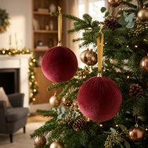 Artikel Weihnachtskugeln Samt Weinrot 25 cm Set aus 2 Stück