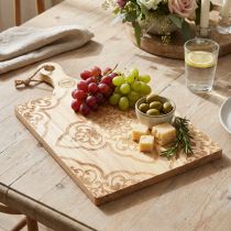 Artikel Deko-Schneidebrett aus Mangoholz mit floralem Muster 33×29cm