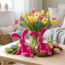 Artikel Dekofigur Hase aus Kunststoff mit samtiger Oberfläche 22 cm Pink 2 Stück