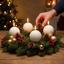 Artikel Weiße Kugelkerzen aus Wachs Ø60mm für Tischdekoration und Advent 16er Set