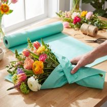 Artikel Manschettenpapier Seidenpapier Türkis 25cm x 100m für Blumenverpackung