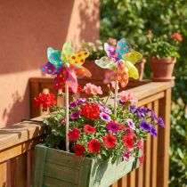 Artikel Windräder bunt, Holz und Kunststoff, Ø15cm, 2 Stück, für Balkon und Terrasse