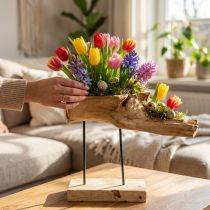 Artikel Holz-Wurzelschale auf Metallständer Natur H38cm