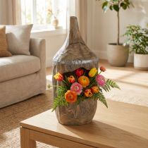 Artikel Deko Skulptur aus Paulownia Holz Grau Ø15cm H39cm