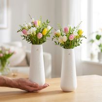 Artikel Keramikvase Weiß mit Gold Vogel Ø6,5cm H19cm 2 Stück