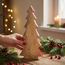 Artikel Holz Tannenbaum 28cm Natur Rot Weihnachtsdeko