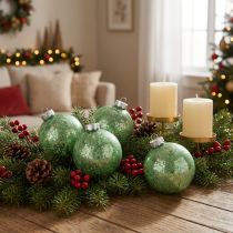 Artikel Christbaumkugeln aus Echtglas Grün Marmoriert Ø6cm H6,5cm 24 Stück