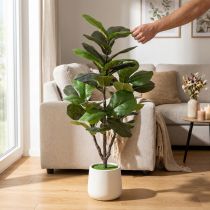 Artikel Künstlicher Ficus lyrata 120 cm Grün aus Textil und Kunststoff für Wohnraumdekoration