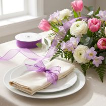 Artikel Chiffonband aus Organza Violett 15mm x 20m für Dekoration