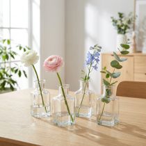 Artikel Mini-Vasen aus Glas 11 cm klar 6 Stück