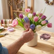 Artikel Echte Perlhuhnfedern Rosa mit Punkten 4-12cm Vogelfedern 100 Stück