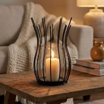 Artikel Windlicht Glas Metall Schwarz Ø17cm H27cm