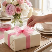 Artikel Organzaband Geschenkband Pink 6mm x 50m mit Webkante