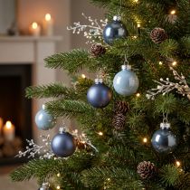 Artikel Mini-Weihnachtskugeln aus Glas in Blau, matt und Metallic, Ø 4 cm, 24 Stück