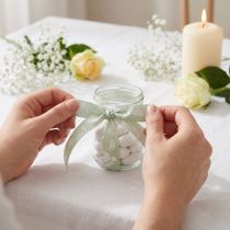 Artikel Geschenkband Stoff Babyfüße Grün Weiß 25mm 16m