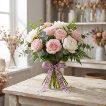 Artikel Stoffband Geschenkband mit Blumenmuster Polyethersulfon 15mm x 25m Mauve