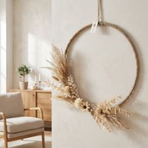 Artikel Dekoring Jute 40cm, 2er Set, Natur und Blau, Wand- und Türdekoration