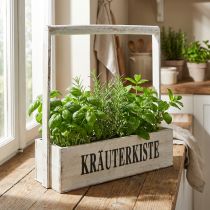 Artikel Vintage Kräuterkiste aus Holz mit Griff 36×12×38cm für Innenbereich