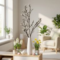 Artikel Künstlicher Magnolienzweig mit Knospen aus Kunststoff, Braun/Weiß, Länge ca. 135 cm
