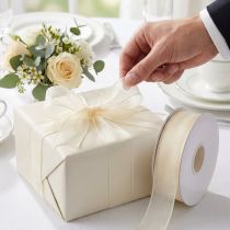 Artikel Chiffonband aus Organza mit Drahtkante Creme 25mm x 20m