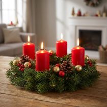 Artikel Rote Stumpenkerzen aus Wachs 70x50mm für Advent und Dekoration 24 Stück