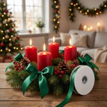 Artikel Polyester Geschenk- und Dekorationsband Dunkelgrün 15mm x 50m