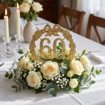 Artikel Jubiläumszahl 60 Gold Karton Ø24cm Lorbeerkranz Dekoration