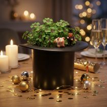 Artikel Zylinder aus Kunststoff schwarz H16cm – Pflanzgefäß und Silvesterdeko