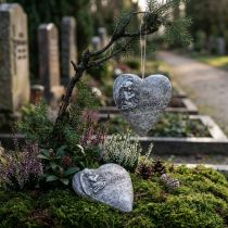 Artikel Herz aus Kunststein Grau mit Text "In Liebe", 10,5 cm, 4 Stück
