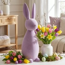 Artikel Dekofigur Osterhase beflockt Kunststoff Flieder Lila Höhe 69cm