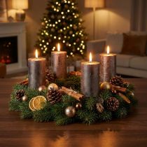 Artikel Durchgefärbte Stumpenkerzen 60x100mm Kupfer Metallic 4er-Set für Adventskranz und Wohnraumdeko