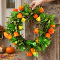 Artikel Physalis Kranz künstlich Orange, Grün Ø28cm Herbstdeko