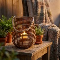 Artikel Windlicht mit Henkel Weidenholz Ø24cm H34cm Braun