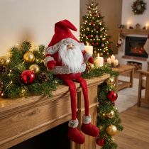 Artikel Weihnachtsmann Kantenhocker aus Wolle und Kunstfell, Rot-Weiß, 28×22×88cm