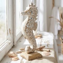 Artikel Seepferdchen Holzfigur Weiß Teak 38cm Maritime Dekoration