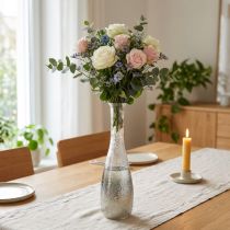Artikel Glasvase aus Echtglas, zweifarbig, Klar und Silber, H40cm