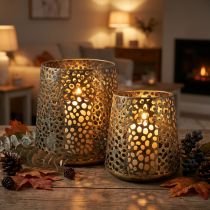 Artikel Windlicht Laterne aus Metall im 2er-Set, Gold, Ø14/20,5cm, H14,5/19,5cm