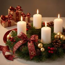 Artikel Satinband Polyester Weihnachten Goldsternmotiv Rot Gold 25mm x 15m
