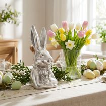 Artikel Dekofigur Osterhase Keramik Silber H23cm