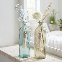 Artikel Glasvasen mit Kauri-Muscheln und Kordel, H26cm, Blau und Grün, 2er-Set