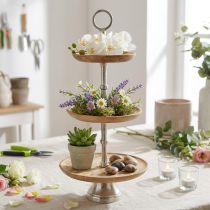 Artikel Etagere aus Mangoholz und Metall Natur Ø19/23/28cm Höhe 55cm