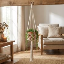 Artikel Makramee Hängedeko Blumenampel Ø12cm H79cm Creme aus Baumwolle