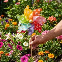 Artikel Gartenstecker Windrad aus Holz und Kunststoff Bunt Ø31 cm H75 cm