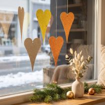 Artikel Metallherzen Hängedeko Beige Gelb Orange 10 cm 6 Stück Fensterdekoration