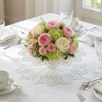 Artikel Biedermeier-Blumenmanschetten aus Papier, Weiß, 25 Stk, Ø 8–30 cm