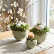 Artikel Grüne Keramikschalen mit Spiraldesign Ø9 cm H7 cm 4er-Set