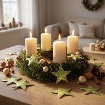 Artikel Sterne aus Kokosrinde Metallic-Grün Ø5cm – 50 Stück für Weihnachtsdekoration