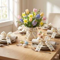 Artikel Geschenkband Polyester Dekoband 40mm 20m Creme Ostereier