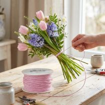 Artikel Papierkordel mit Metalldraht Ø2mm 100m Rosa für Dekoration und Bastelarbeiten