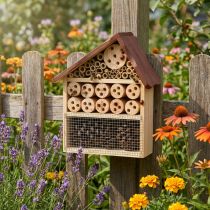 Artikel Insektenhotel Holz Natur Braun mit Maschendraht 25cm x 8,5cm x 32cm